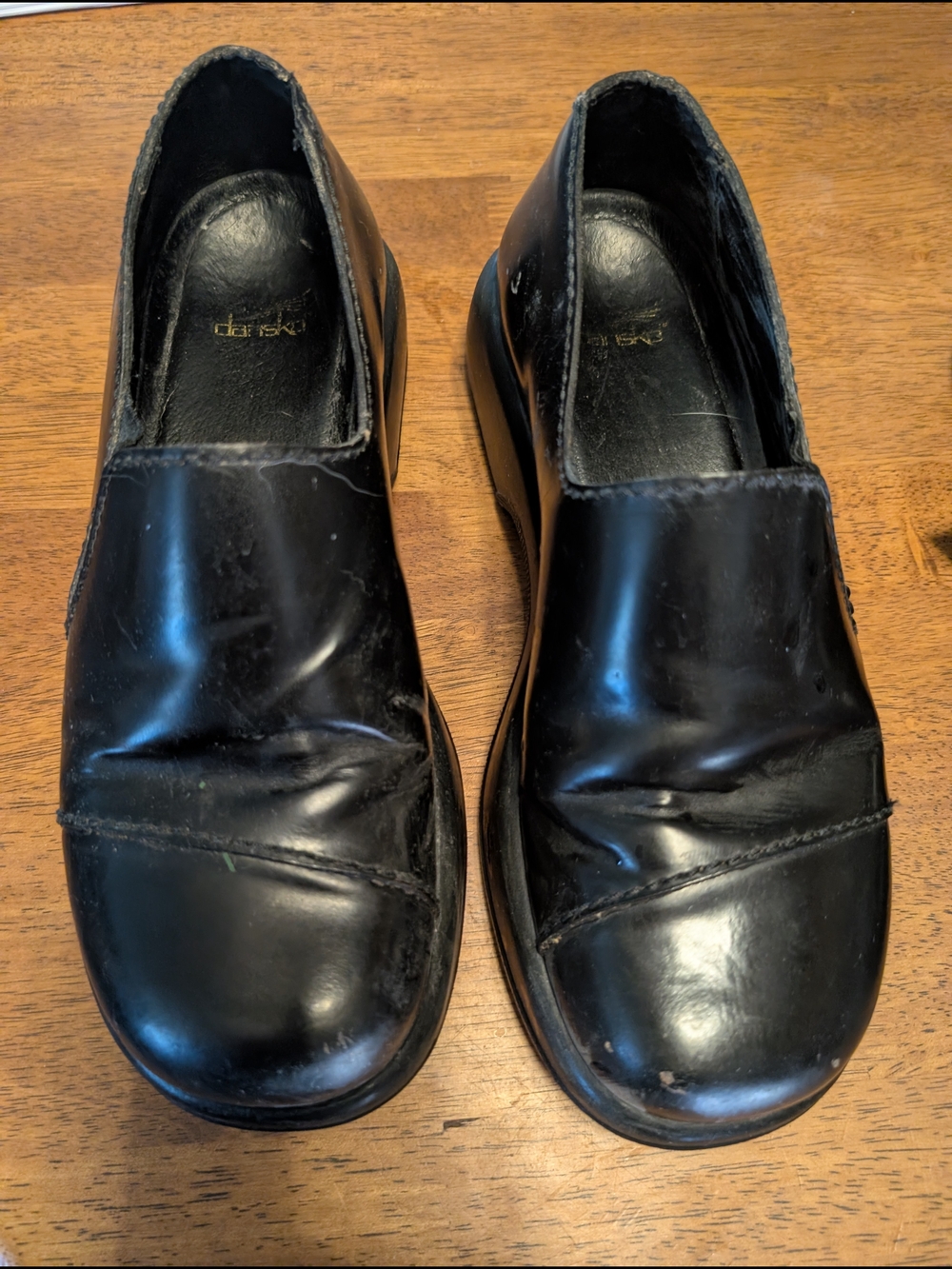 Dansko Black Leather Slip-On Dress Shoes